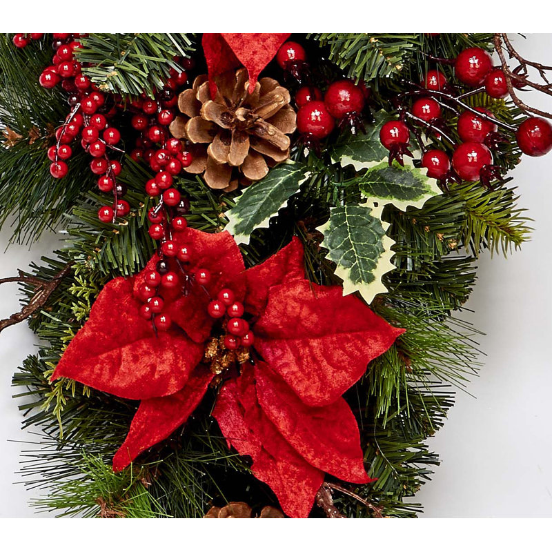 Goutte d'épinette, baies et poinsettias