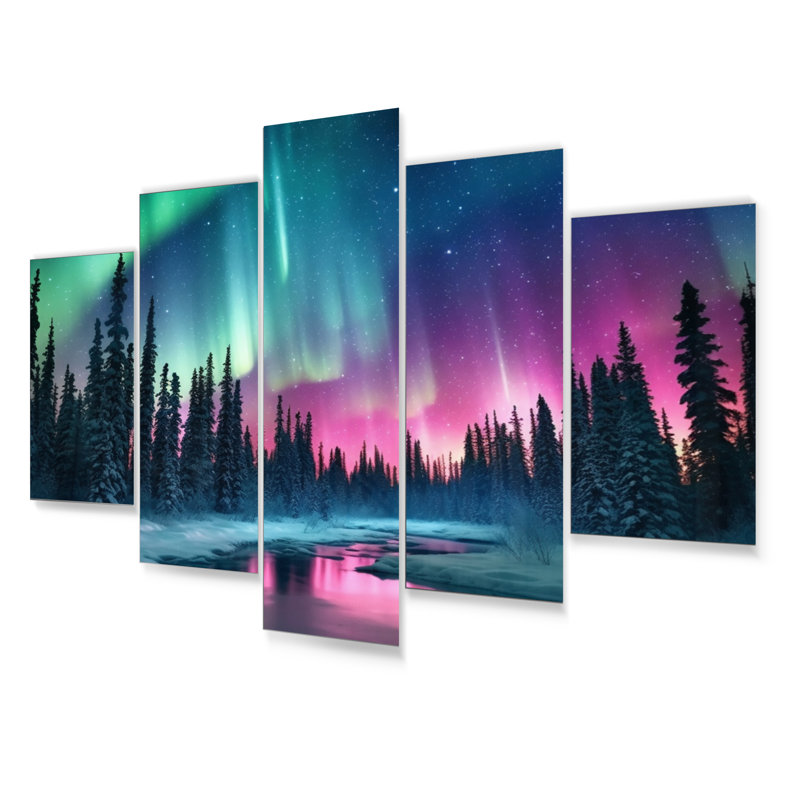 Ensemble de 5 décorations murales 5 lumières nordiques en Alaska II
