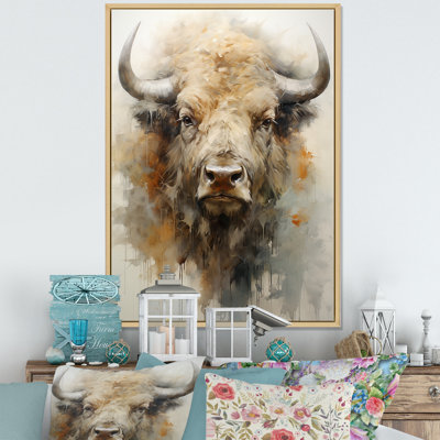 Buffalo Bison Head II - Buffalo, reproduction sur toile encadrée