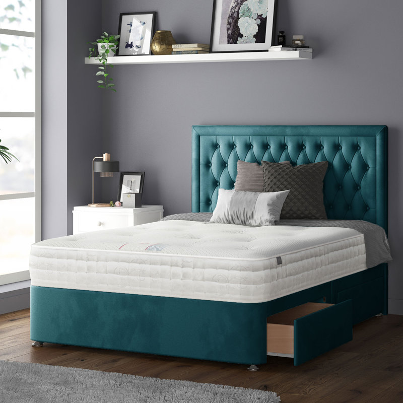 Scarborough Upholstered Velvet Headboard, Double (4'6), Mallard