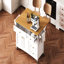 Îlot de cuisine de 52 po avec abattant, îlot de cuisine à texture en relief sur roulettes avec support à épices, porte-serviettes, 2 portes et 5 tiroirs, chariot de rangement de cuisine avec tablette réglable pour la cuisine-451611080