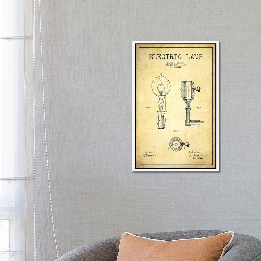 Electric Lamp Vintage Patent Blueprint by Aged Pixel - Gallery-Wrapped Canvas Giclée on Canvas