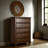 Reno Tall Dresser Chest, 5 Drawer Nickel Round Knobs, Brown Solid Wood