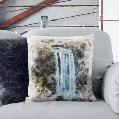 Skogafoss Waterfall Cushion with Filling