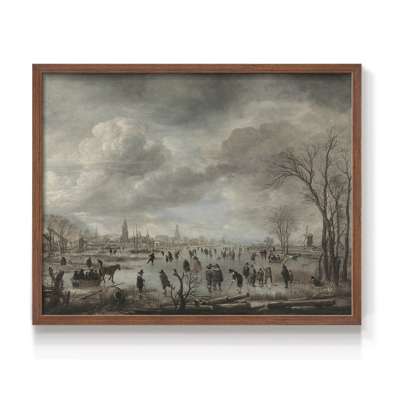 Paysages rétro-Cccxxxxi - reproduction encadrée - réversible, H 8 po x l 10 po, Noyer
