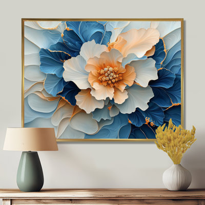 Abstrait aquarelle pivoines sur Marble River II - pivoines, reproduction d'art sur toile