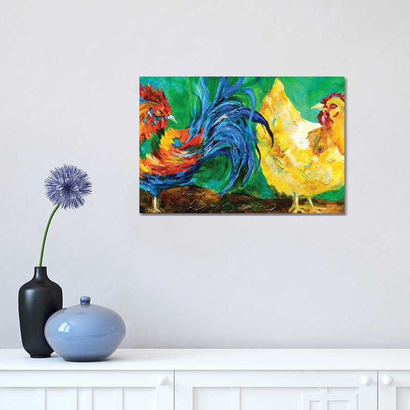 Chickens 1 Piece Wrapped Canvas Painting, 30.48 cm H x 45.72 cm W