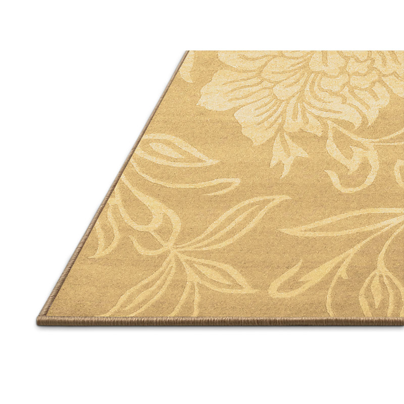 Tapis brun / brun clair en laine / polyester tissé à la machine 5 pi x 8 pi Jessicia