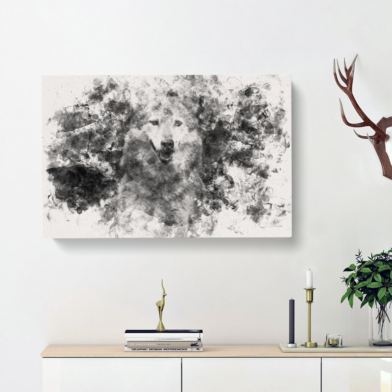 Wolf Portrait - Wrapped Canvas Print, 60cm H x 91cm W x 3cm D