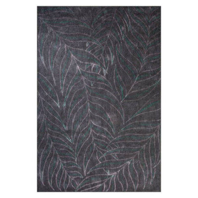 Tapis lavable en machine Premium, 4,6 x 6,2 pieds, 100% polyester, 1850 g / m² | Hauteur des poils: 0,2 po | Poly-coton écologique recyclé | Parfait pour le salon, la chambre à coucher et les endroits très passants