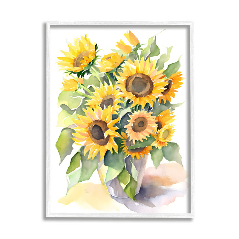 Giclée sur toile encadrée blanche « Tournesols modernes » par Petals Prints Design, Giclée encadrée blanc bord de mer