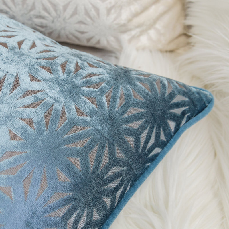  Cut Velvet Throw Pillow Cover & Insert, Spa