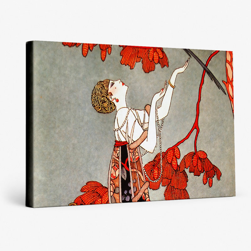 «Woman with Bird and Blossoms», art mural sur toile, L 36 po x H 24 po