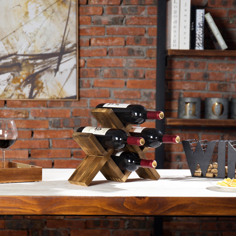 Padulsky Solid Wood Tabletop Wine Bottle Rack, Pine, Brown