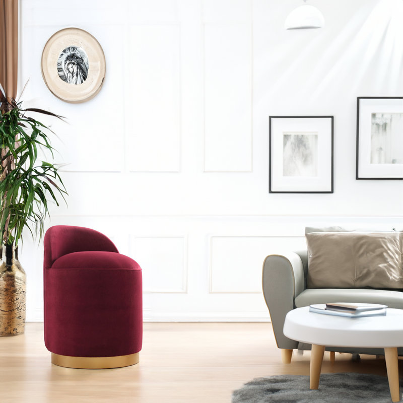 Luxurious Claret Red Pouffe, 19.7 x 17.7 x 27.6 inches | 100% Velvet Upholstery, 35 DNS Orthopedic Sponge | Sturdy Wooden Legs, Supports Up to 352 lbs | Ideal for Baroque, Bohemian & Glam Décor, Perfect for Hotels & Homes