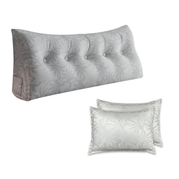 Backrest Wedge Pillow Triangular Headboard Pillow With Standard Pillow Cases For Queen Bed