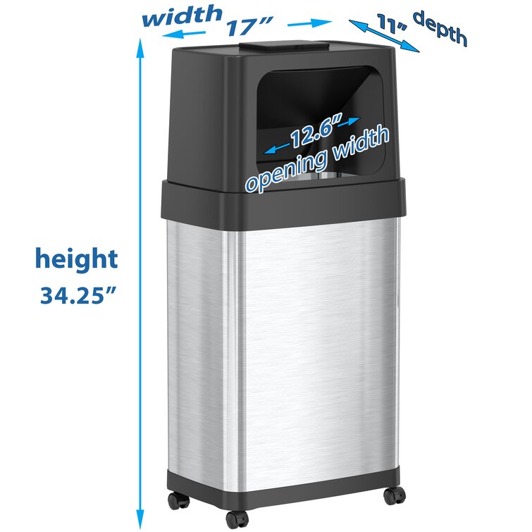 36L/9.51Gallon Rectangular Kitchen Trash Can with Wheels