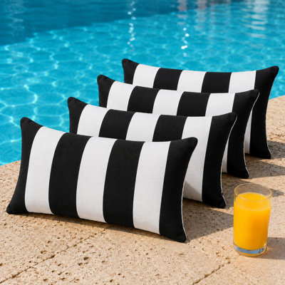 4-Piece Outdoor Lumbar Throw Pillow Set with Inserts, 12 x 52 Inch Water-Repellent and Fade-Resistant Decorative Pillows with Removable Zip Covers for Patio, Porch, Balcony and Sofa
