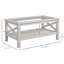 Table basse de salon, plateau en verre trempé avec rangement, 99,7 cm x 55,2 cm, chêne blanc, idéale pour la décoration intérieure