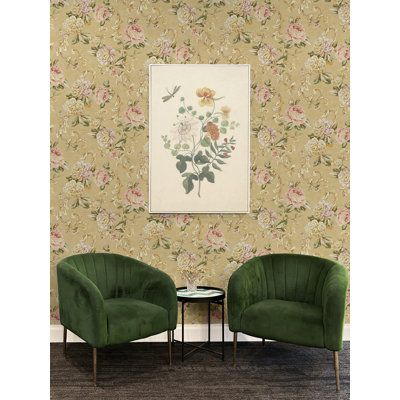 Papier peint à volutes florales non colorées Seabrook Designs Smoke & Mauve Kaydence