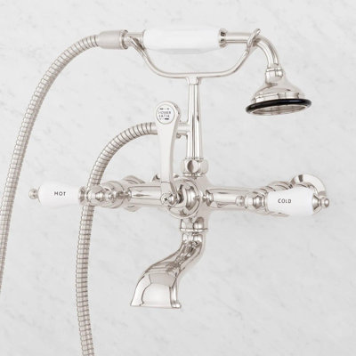 Telephone Style Wall Mounted Tub Faucet with Porcelain Lever Handles -  Signature Hardware, 419201