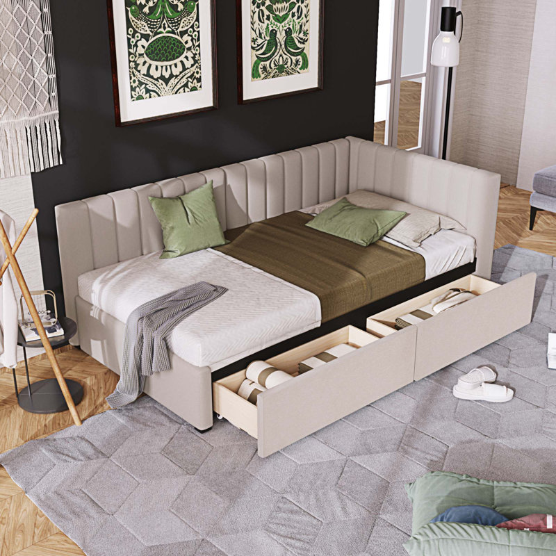 Upholstered Linen Daybed, Beige