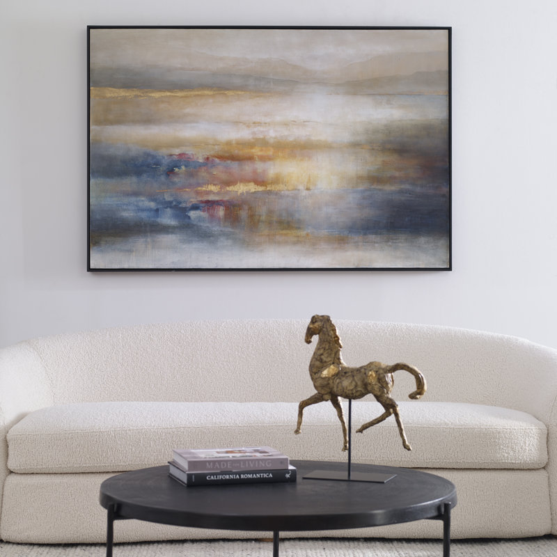 Seafaring Dusk Abstract Landscape Canvas Print with Black Frame