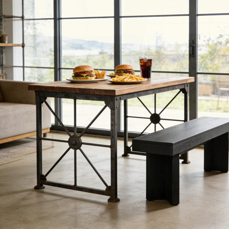 Banc de table de cuisine à pieds triangulaires, rangement pour chaussures