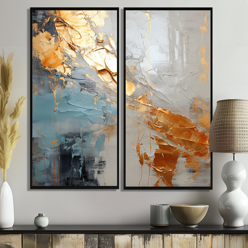 Or et gris, formes liquides modernes III - formes abstraites modernes, art mural, 32" H x 32" W, Black