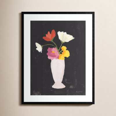 Floral On Black I Framed On Paper by Archbell Print
