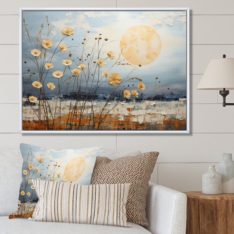Nuage prairies collages - impression, H 34 po x l 44 po x P 1,5 po, Cadre flottant blanc