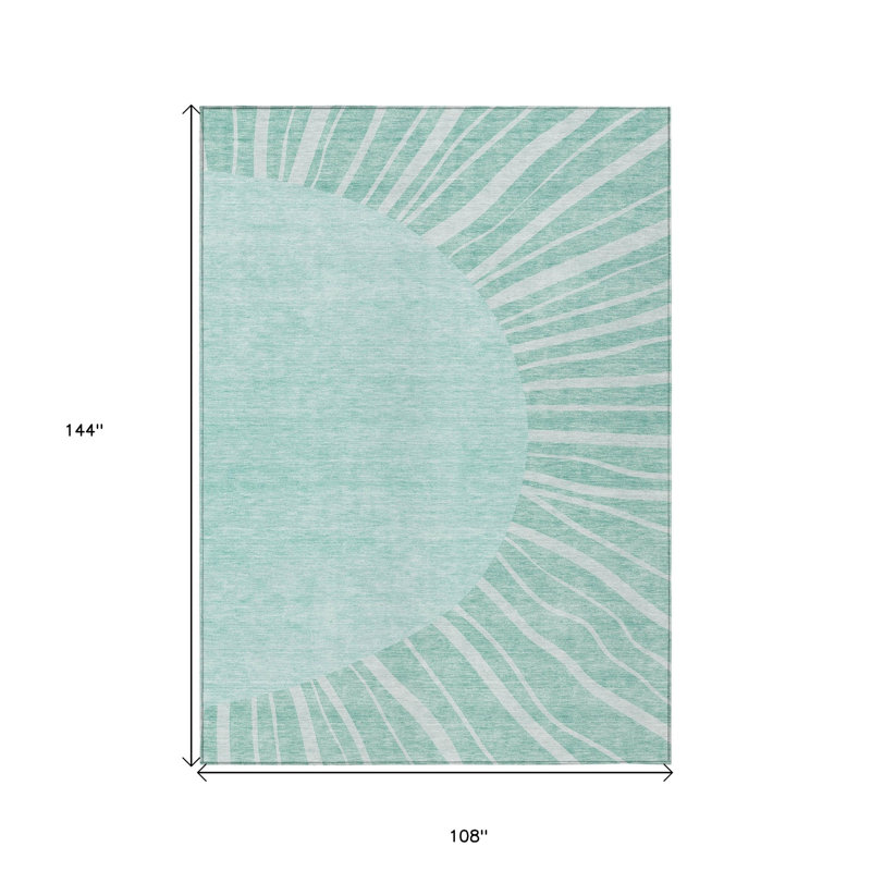 Tapis extérieur lavable abstrait bleu sarcelle 9 pi x 12 pi bleu turquoise et vert menthe