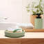 Ensemble d'accessoires de salle de bain en résine, ensemble d'accessoires de salle de bain moderne 4 pièces avec distributeur de savon liquide en plastique, 2 tasses de brosse à dents, organisateur de meuble-lavabo de comptoir de savon