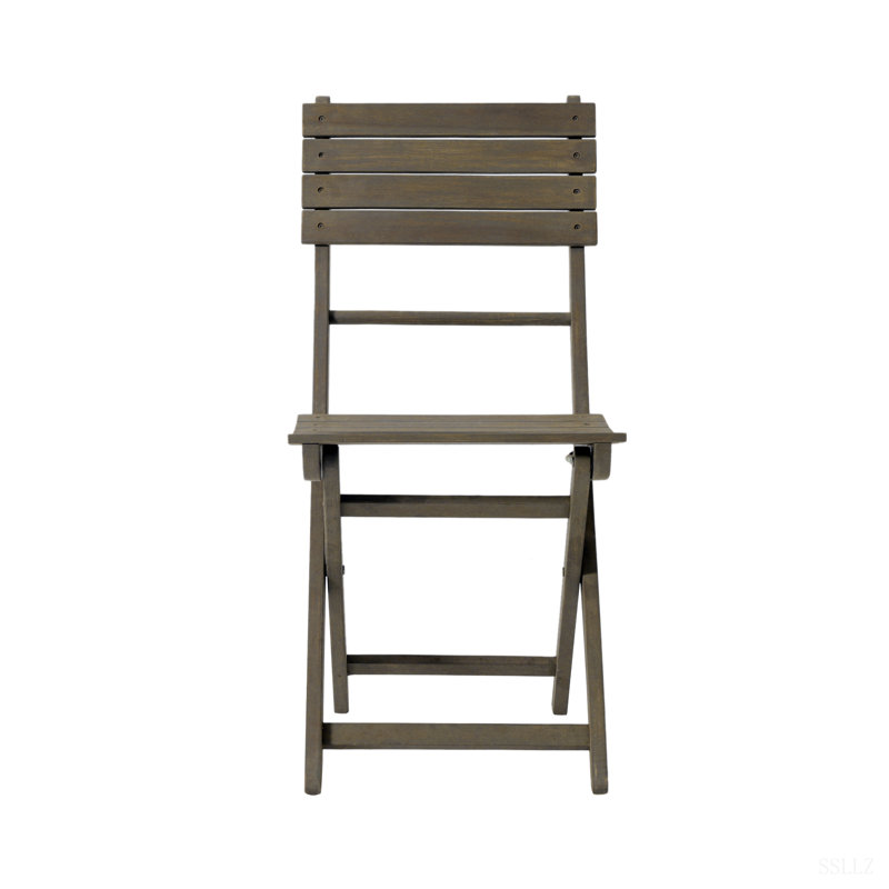 Outdoor Acacia Wood Folding Dining Chair, Gray