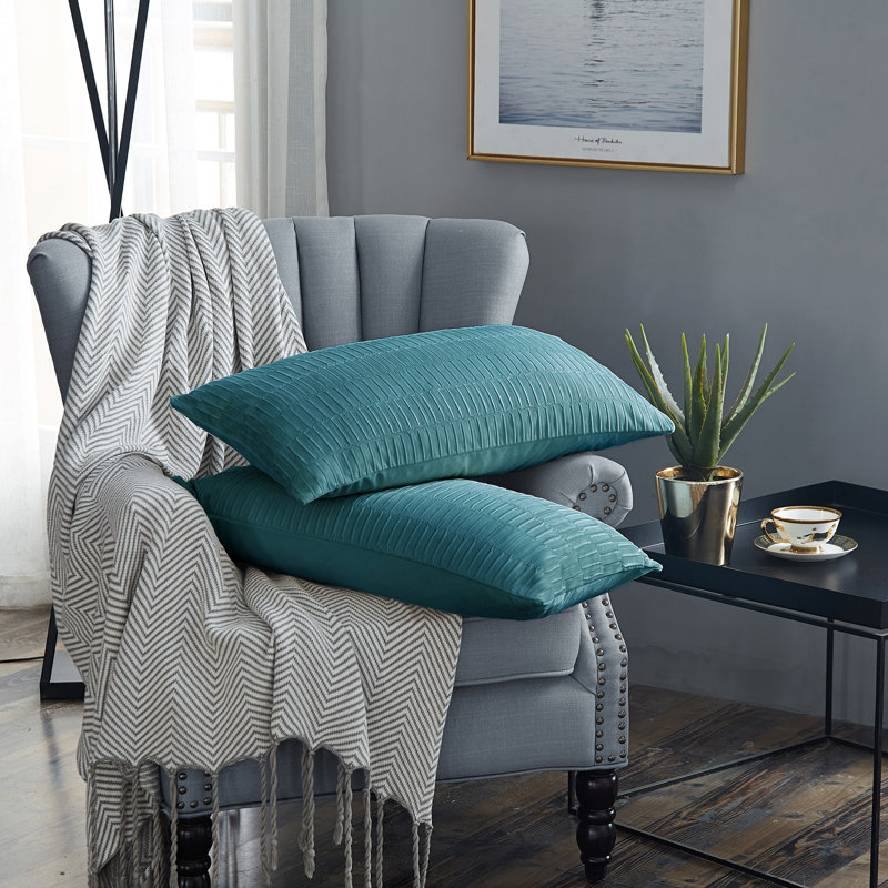 Rectangular Lumbar Cushion Cover, Storm Blue