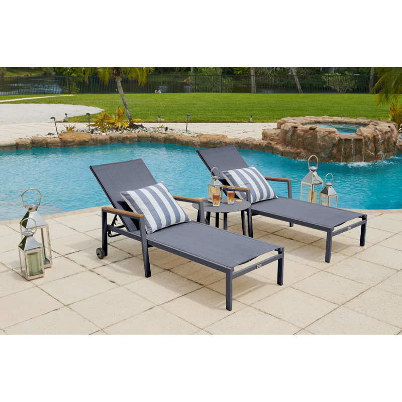 Vishanth Outdoor Rust-Resistant Metal Chaise Lounge Set with Table