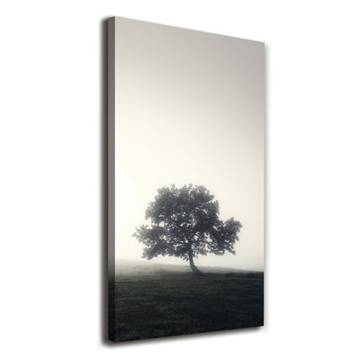 Tree In The Fog - Wrapped Canvas Print