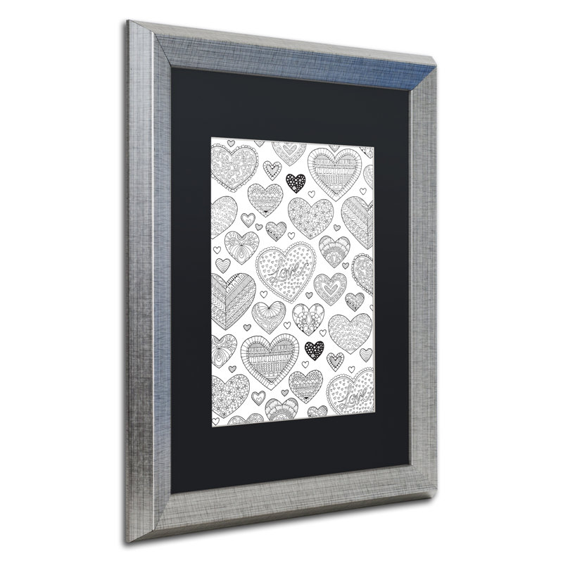 « hearts on hearts », impression encadrée, H 14 po x l 11 po x P 0,5 po, Noir