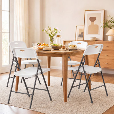 30.7" H Contoured Foldable Plastic Dining Chairs (Set of 4)