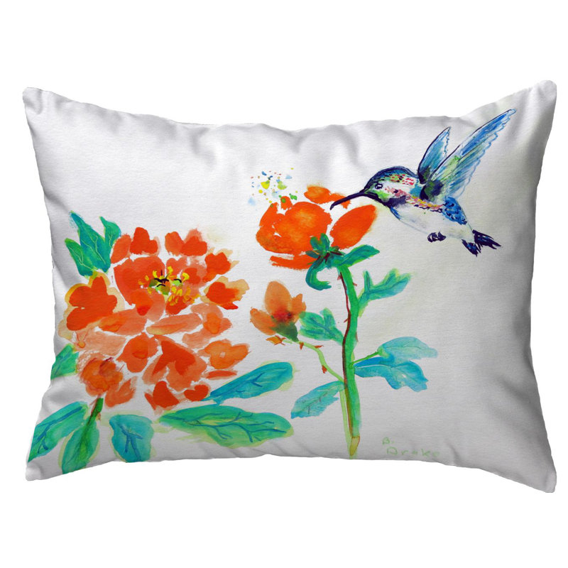  Housse et insert de coussin rectangulaire extérieur Hummingbird and Red Flower