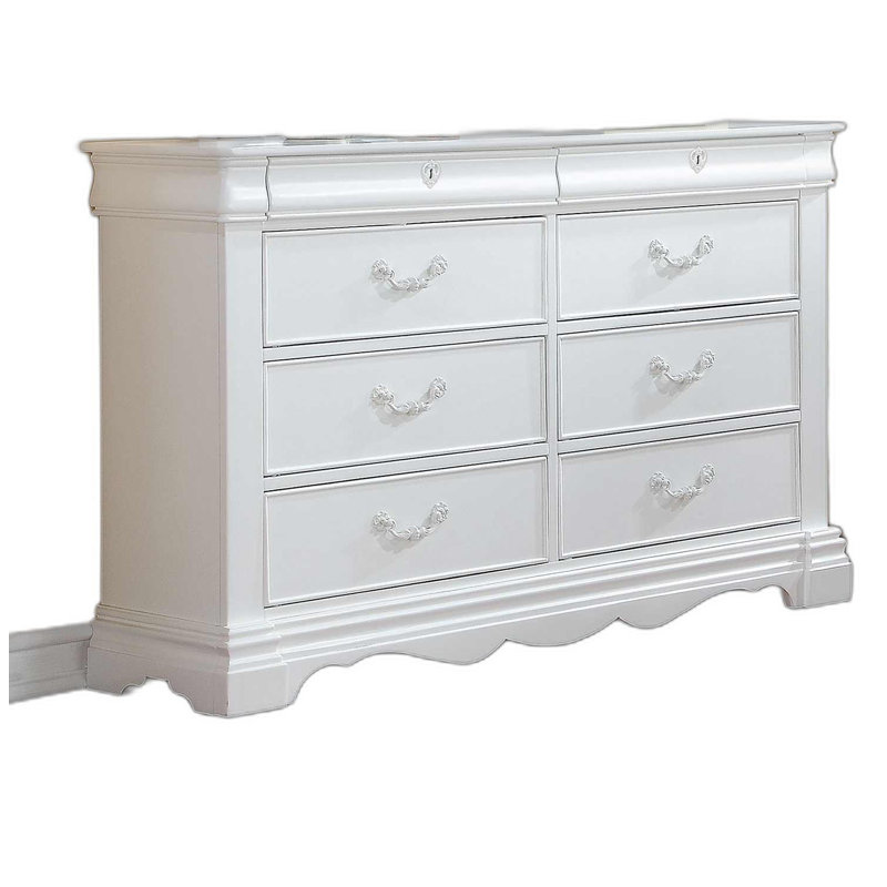 Commode double en bois massif à 8 tiroirs 56 po Javale