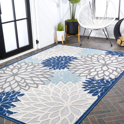 Tapis d'intérieur / extérieur bleu / gris Rheanon