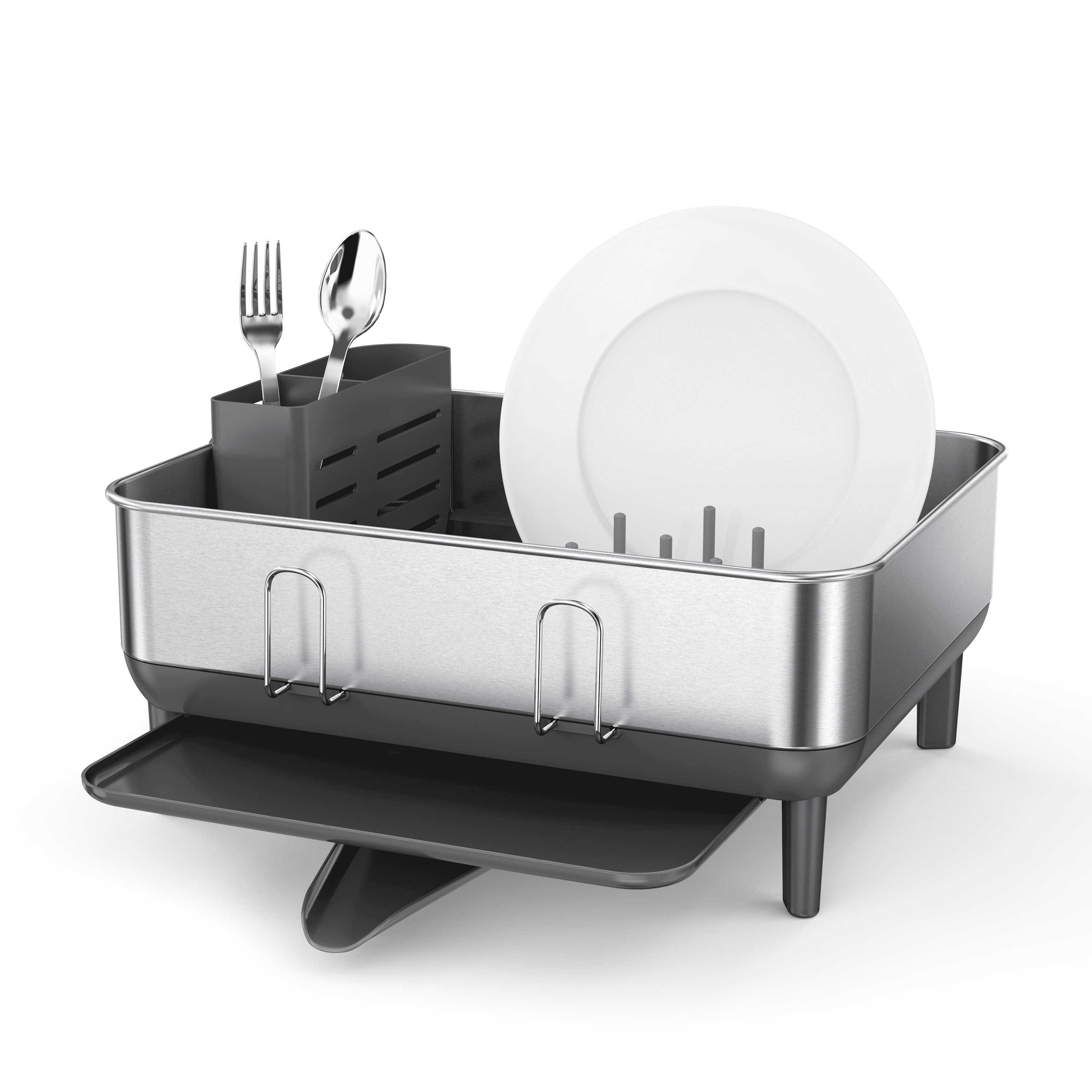 simplehuman Compact Kitchen Dish Drying Rack with Swivel Spout
