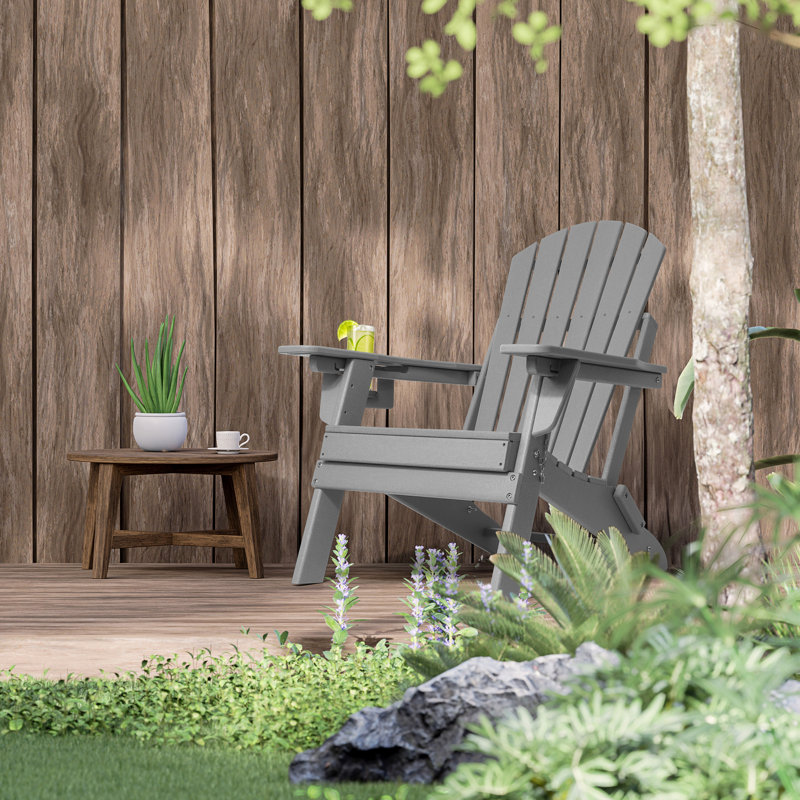 Chaise Adirondack pliante en plastique avec dossier réglable Unicoi, Gris