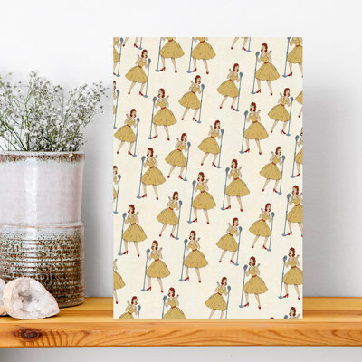 Female Vintage Singer Pattern by Nicholas - Wrapped Canvas Print