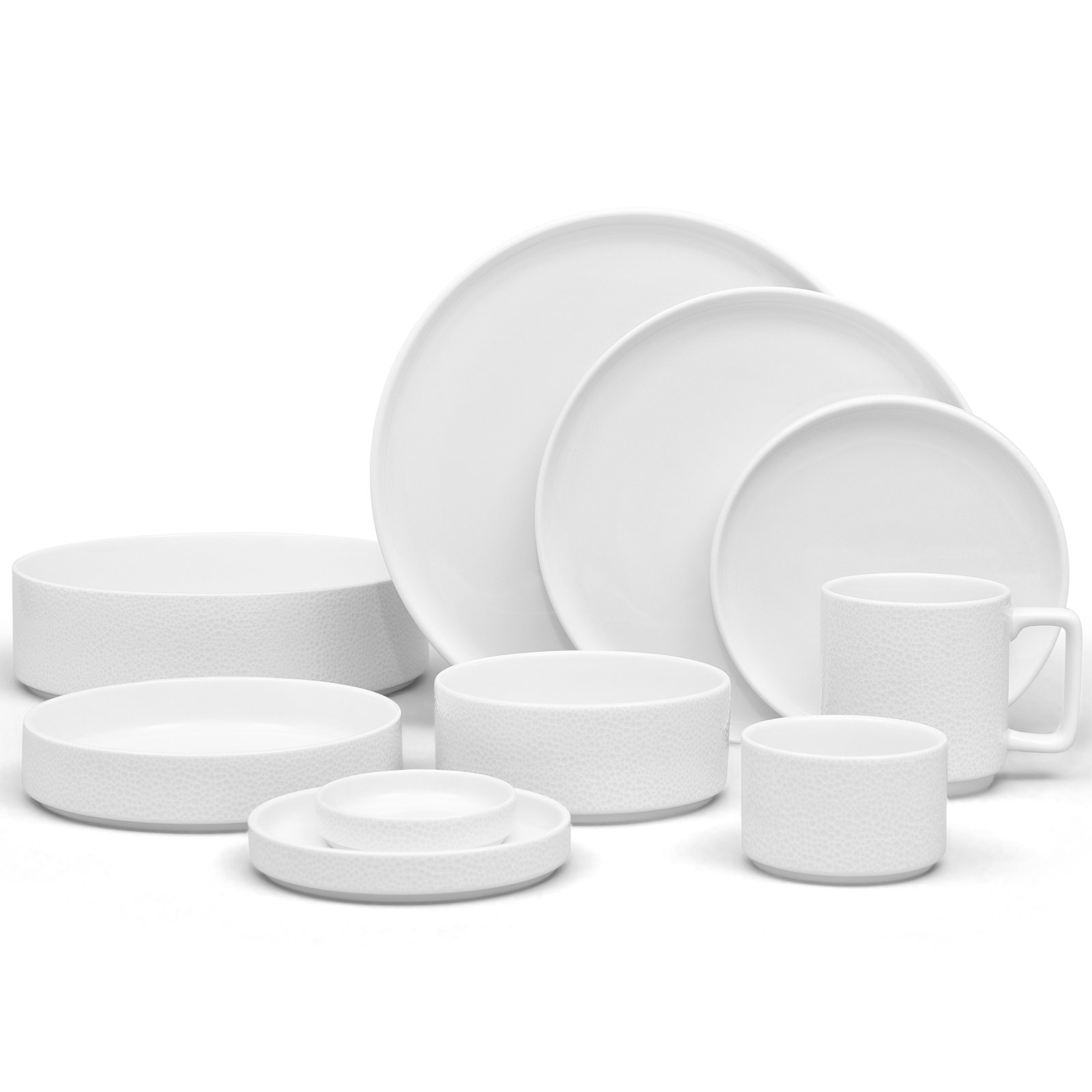 Noritake Colortex Stone Stax Dinner Plates, 9-3/4", White