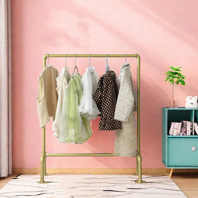 Kids Clothing Rack - Clothes Rack For Children, Small Baby, & Toddler, Clothes Organizer For Hanging Clothes, Shirts, Dresser, Hat, Backpack, Bedroom, Gold