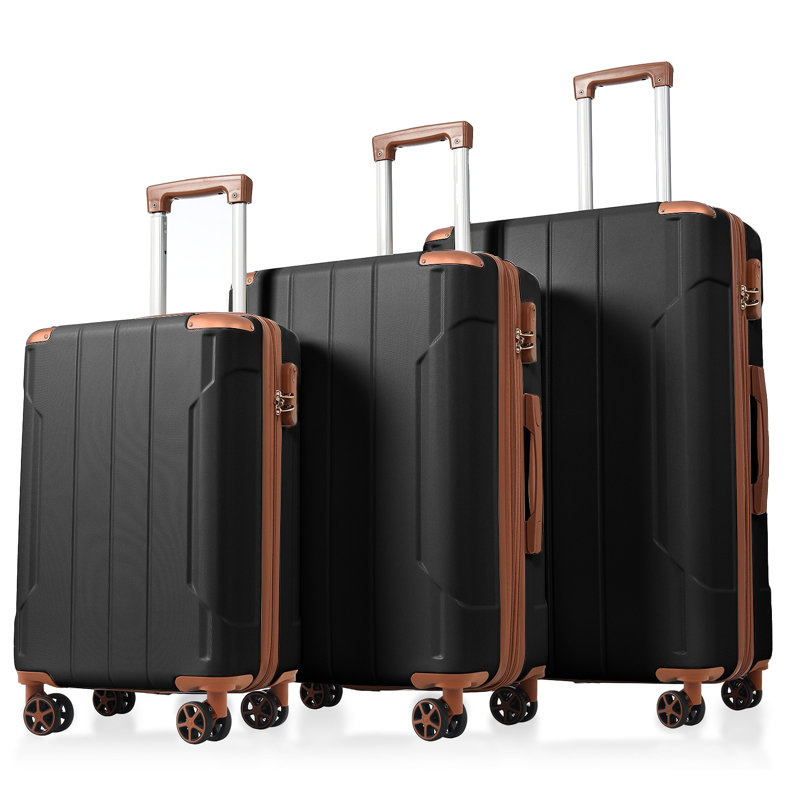 Ensembles de bagages 3 pièces, valises rigides durables en ABS rigide avec roues pivotantes doubles 20/24/28 pouces