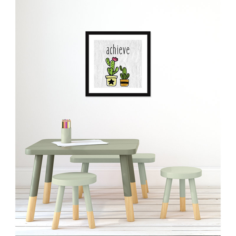 Impression sur papier Cacti C, Encadré plat noir, H 22,5 po x l 22,5 po x P 0,6 po