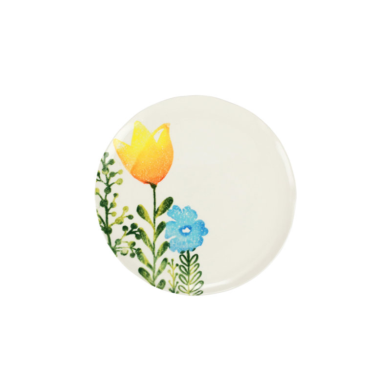 Assiette à salade tulipe et rose Fiori di Campo